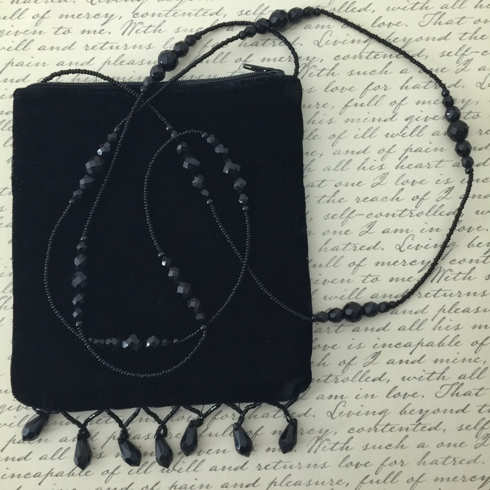 LISA VIOLETTO SF Mini Black Velvet Crossbody Bag